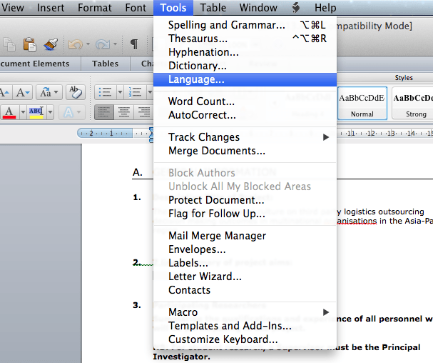 word tool for mac